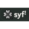 Four-leaf clover icon next to the white text syf! on a dark background.