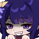Anime girl with purple hair giving a smug, mischievous grin.