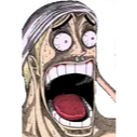 Enel from One Piece with eyes bulging and mouth wide open in extreme shock.