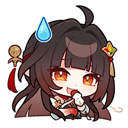 Anime girl with a sweat drop on her head looking embarrassed.
