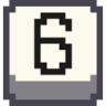 Number six digit displayed in a simple black and white pixel art button style.