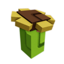 Sunflower sprout with a blocky voxel design featuring a green stem and yellow petals.