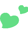 Multiple small mint green pixelated hearts scattered across a transparent background.