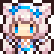 Vanilla from Nekopara with a happy expression and blue sparkles in a pixel art style.