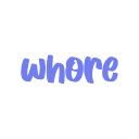 The word whore written in a bold, light blue pixelated font against a black background.