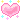 Three pink pixel hearts surrounded by small yellow and blue sparkles.