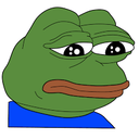 Pepe the frog with a sad, drooping expression and heavy eyelids.
