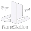 Planestation logo featuring the PlayStation symbol modified with two airplanes on either side.