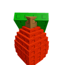 Mango depicted as a blocky, pixelated object with a green top and red body.