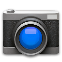 A standard digital camera with a prominent blue lens.