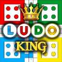 Ludo King logo featuring a golden crown over the game title with a colorful board background.