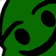 A green face with a wide, mischievous smirk.