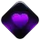 A glowing purple heart centered inside a dark, diamond-shaped crystal frame.