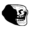 Trollface emerging from the shadows with a wide, mischievous grin.
