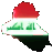 Iraq map shape filled with the Iraqi flag colors repeated four times.