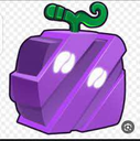 Devil Fruit from One Piece with a purple square body and a green stem.