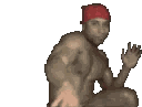Ricardo Milos wearing a red bandana performs a repeating dance move.