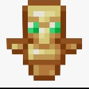 Totem of Undying from Minecraft with a wooden face and glowing green eyes.