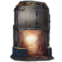 Industrial forge glowing with intense orange heat inside a dark metal container.