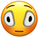 Yellow face with wide, darting eyes and a flat, thin mouth expressing intense anxiety.