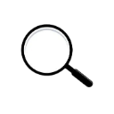 Magnifying glass icon with a black handle and circular frame.