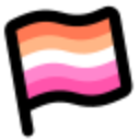 Lesbian pride flag waving with orange, white, and pink stripes.