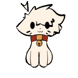 A white kitten with a red collar and bell shown from four different angles.