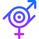 Genderfluid symbol icon with a blue and purple gradient.