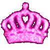 Four identical neon pink crowns with heart cutouts arranged in a horizontal row.