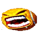 Face with a wide-open screaming mouth and distorted features.
