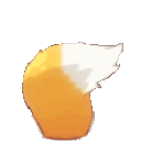 A fluffy orange and white fox tail in four different positions showing movement.