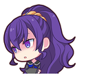 Mafuyu Asahina with a purple ponytail looking annoyed and unimpressed with a side-eye expression.