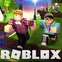 Roblox characters running across a green field with the Roblox logo displayed prominently.
