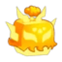 Yellow cube with glowing lightning-like wings and a spark on top.