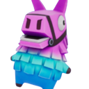 Loot llama from Fortnite with a pink and blue color scheme.