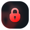 A glowing red padlock icon centered on a dark background.