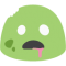 Zombie blob with vacant white eyes and pink drool hanging from its mouth.