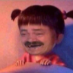 Boo from Monsters, Inc. with the face of El Risitas laughing hysterically.