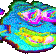 Pepe the Frog face with a wide, manic grin, cycling through rapidly changing, high-contrast neon colors.
