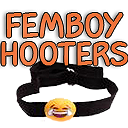 Choker with a laughing-crying emoji attached, positioned below the text Femboy Hooters.