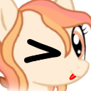 Strawberry Whirl the pony winks with a playful expression.