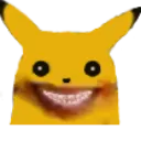 Pikachu with a distorted, hyper-realistic human mouth and a creepy, unsettling expression.