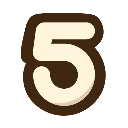 Number five in a bold, cream-colored font with a thick dark brown outline.