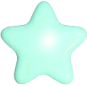 A rounded, 3D teal star shape with a soft glow.