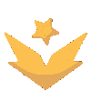 Wumpus peeks from behind a golden HypeSquad emblem with a star above.