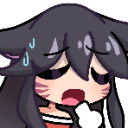 Ahri from League of Legends looking exhausted with a sighing expression and a sweat drop.