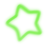 A glowing lime-green star with a soft, rounded pixel-art design.
