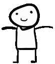Stick figure character performing a rhythmic dance move while getting increasingly lower to the ground.