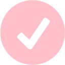 Checkmark symbol inside a pink circle.