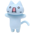 A light blue cat with a wide-open mouth and large, circular eyes expressing extreme shock.